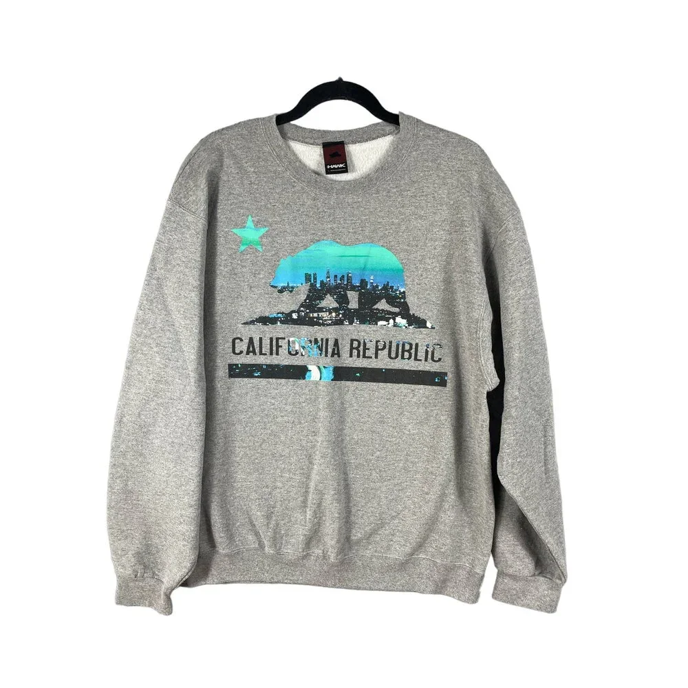 Hawk California Republic Gray Sweatshirt Mens Size S